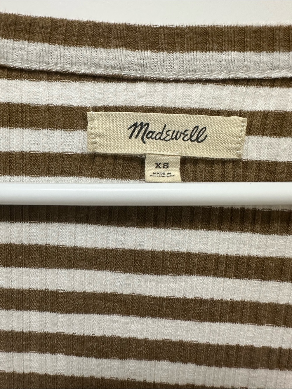 Madewell Brown & White Striped Ribbed Long-Sleeve Top - Picture 2 of 4